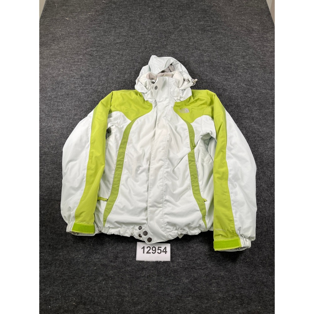 The North Face Ski Jacket Womens S White Green Good Hooded Insulated 12954